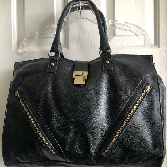 Lulus Handbags - Lulu Zip Detail Black Satchel